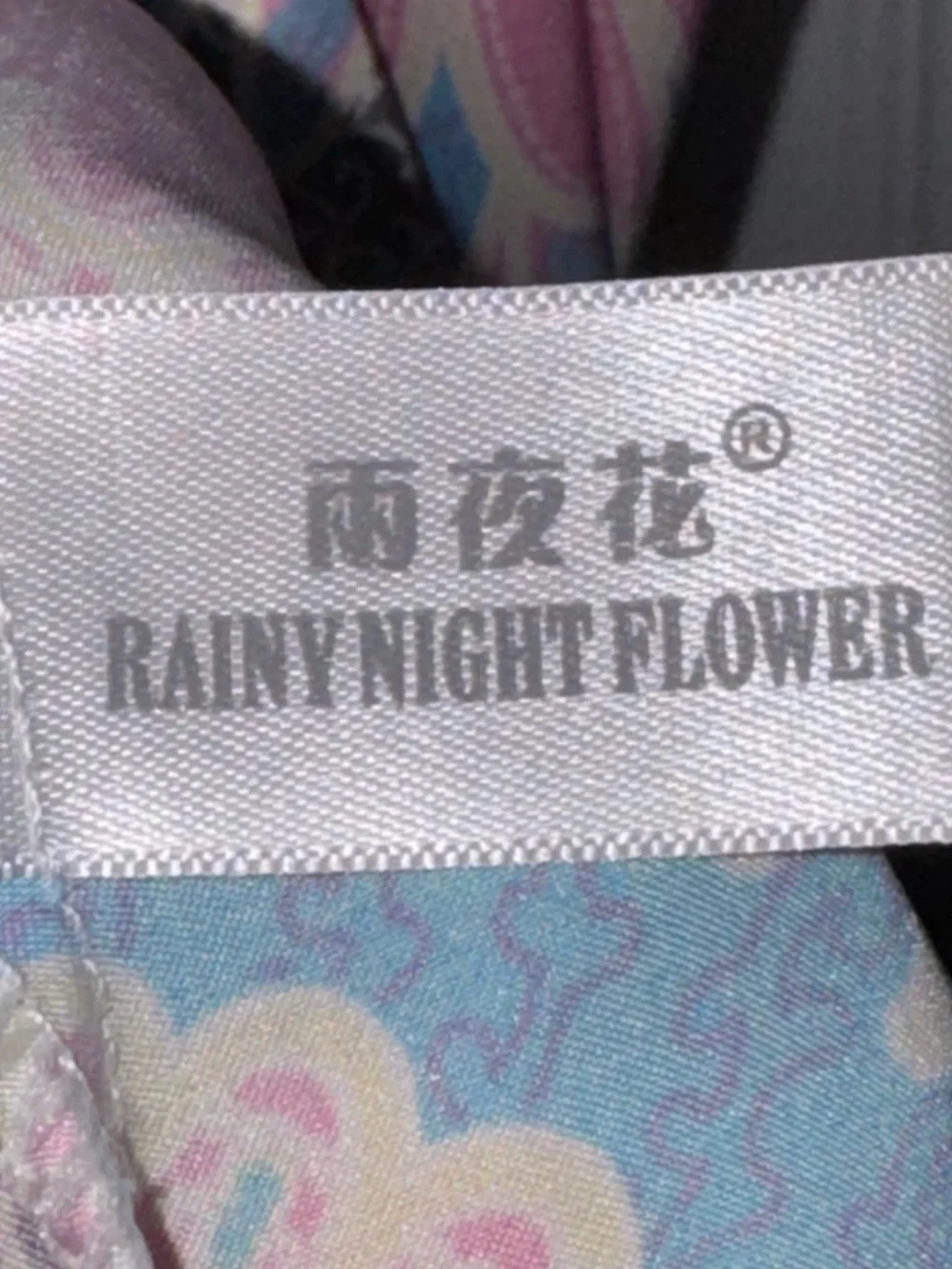 Rainy Night Flower Silk Blend Tunic Dress Boho Print Pink Blue Size L